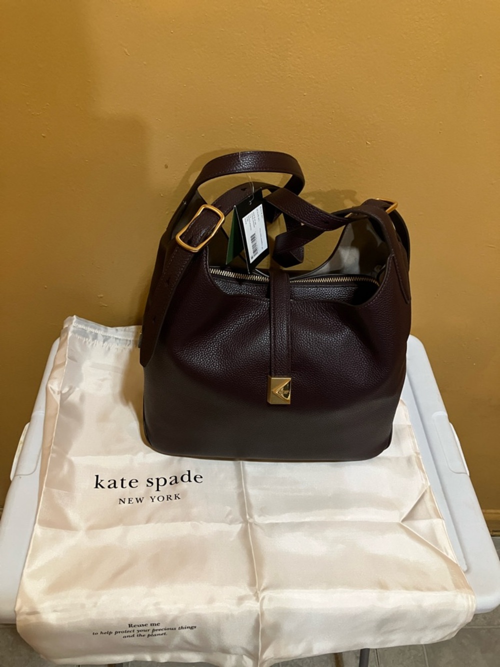 Kate Spade Large Deco pebble leather shoulder bag Blackerry